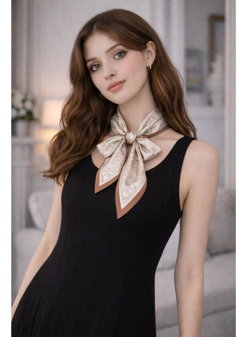 أولودينيز  وشاح حريري صغير للنساء – إكسسوار طويل نحيف بطبعات أنيقة - Image 1